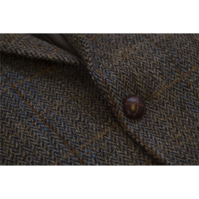 Classic Scottish Harris Tweed Herringbone Overcheck Country Blazer