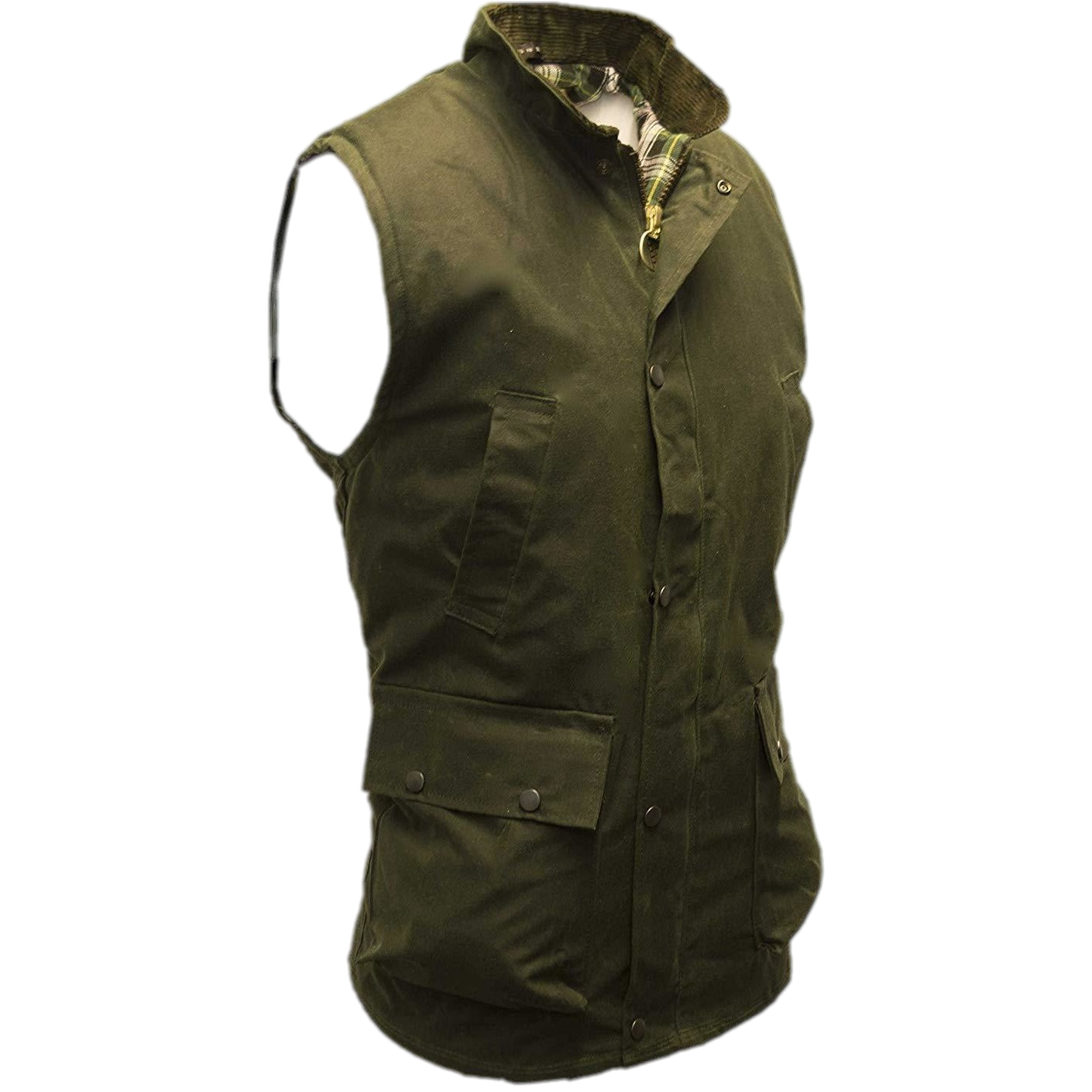 Walker & Hawkes Men’s Country Olive Wax Waistcoat / Gilet-Equestrian Co.