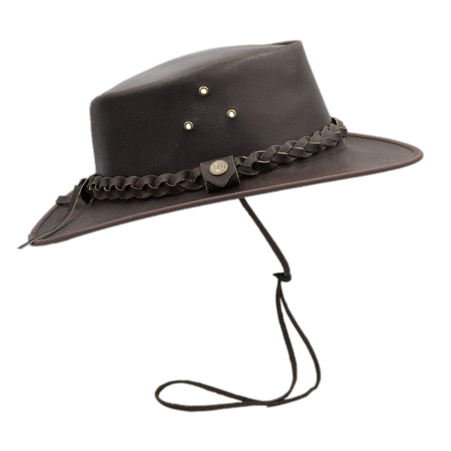 Leather Outback Braided Traveller Hat