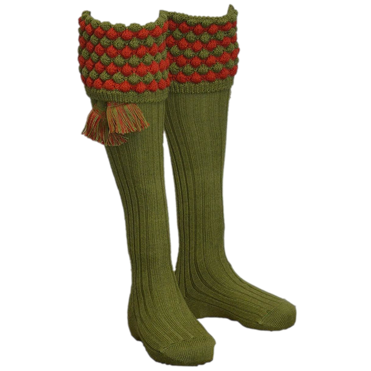 House of Cheviot Men's Moss & Military Red Angus Shooting Socks-Equestrian Co.