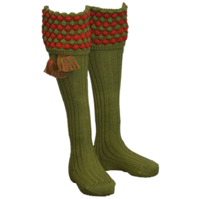 House of Cheviot Men's Moss & Military Red Angus Shooting Socks-Equestrian Co.