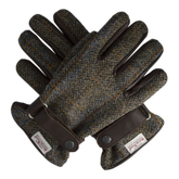 Scottish Harris Tweed Overcheck Country Leather Gloves