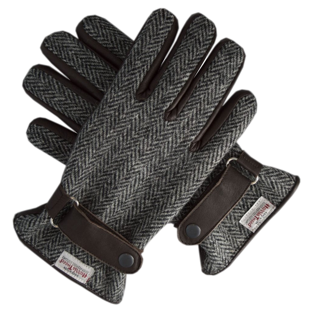 Scottish Harris Tweed Overcheck Country Leather Gloves