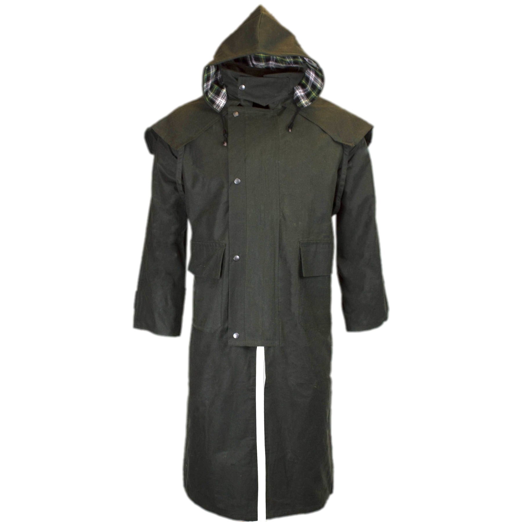 Wax Long Cape Stockman Hooded Coat