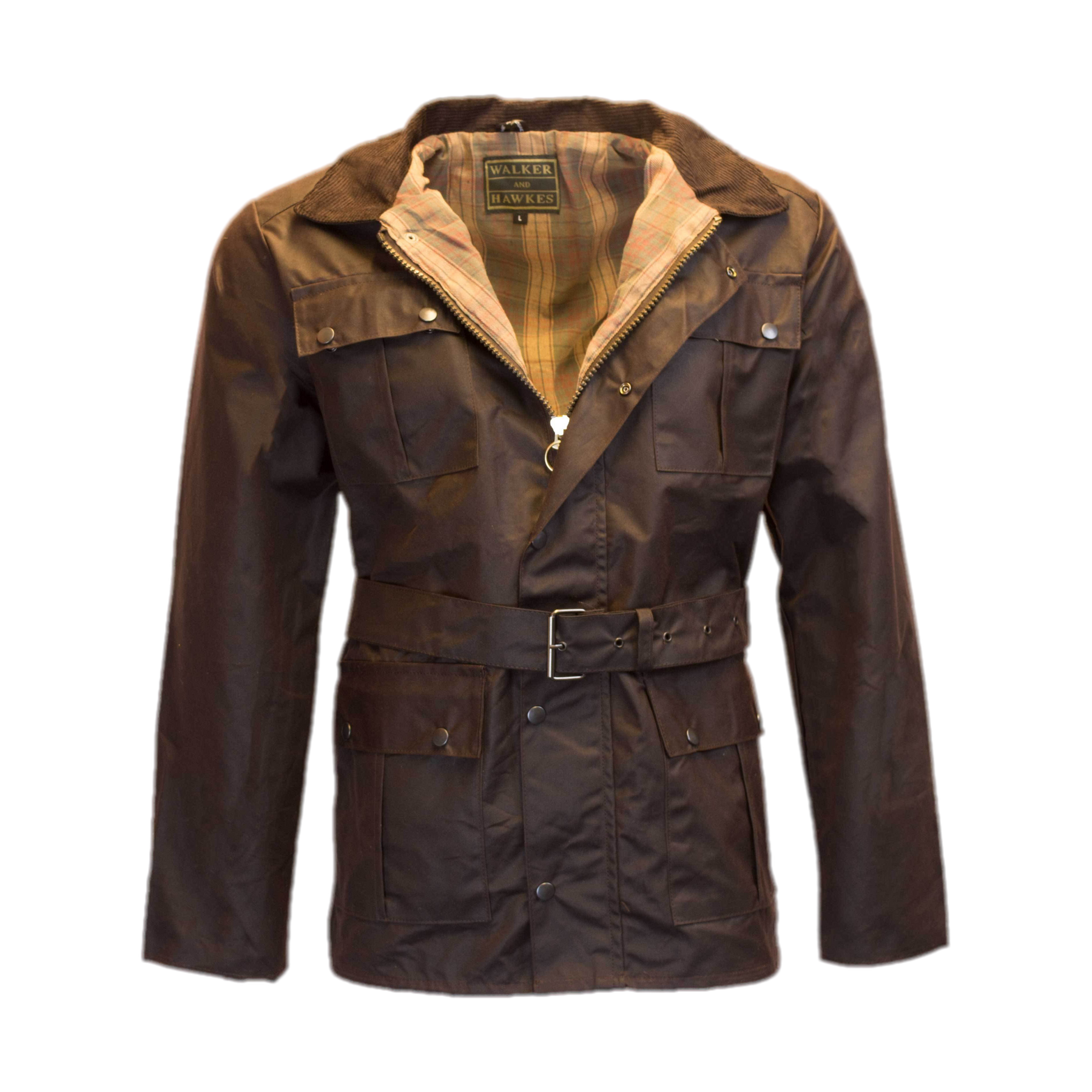Walker & Hawkes Brown Men’s Wax Belted Jacket / Coat-Equestrian Co.