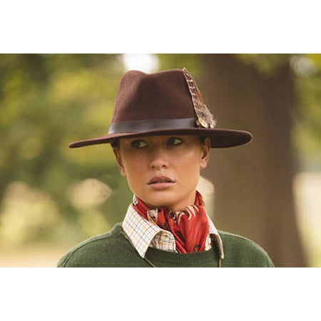 Hanbury Fedora Crushable Felt Hat with Leather Trim and Cartridge Feather Brooche