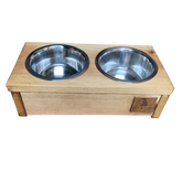 Wooden Dog bowl holder with bowls