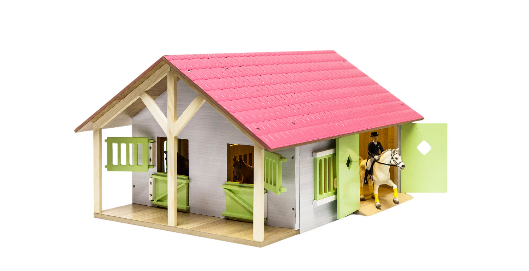 Horse stable with 2 stalls and storage 1:24