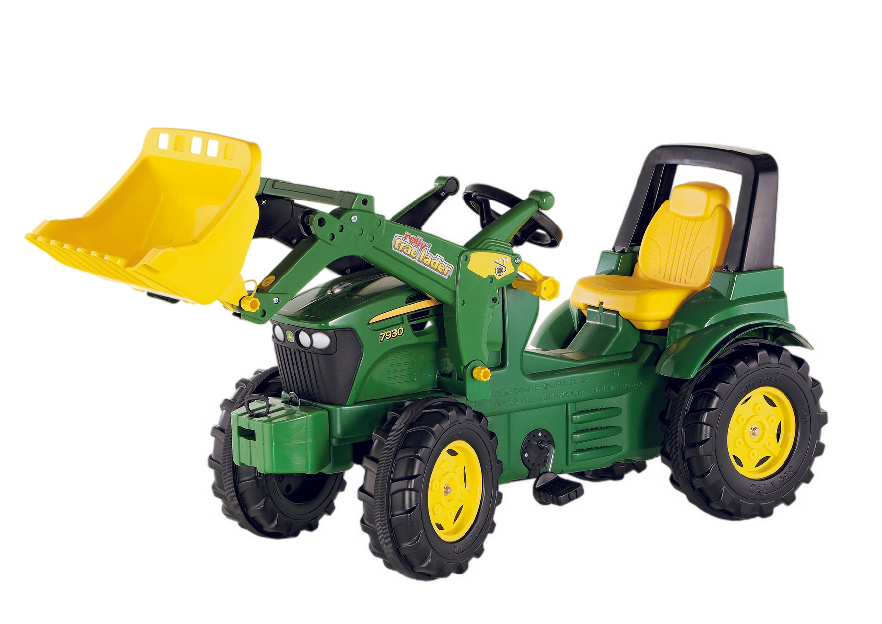 Rolly john deere 3 wheel trac with trailer best sale ride on